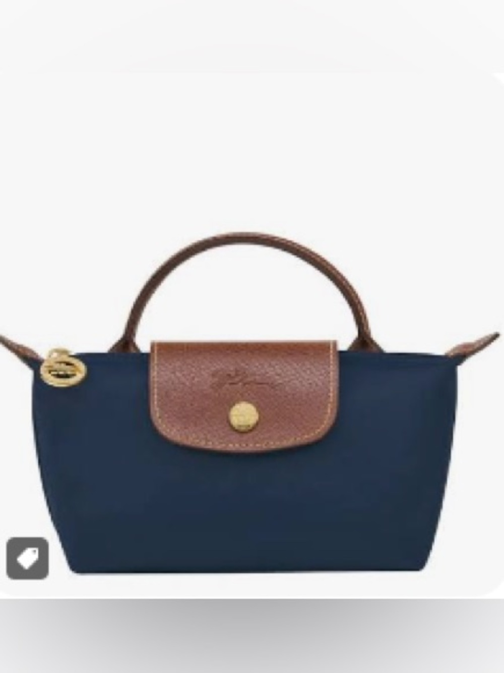 Longchamp Black Nylon Tote with Brown Leather Flap